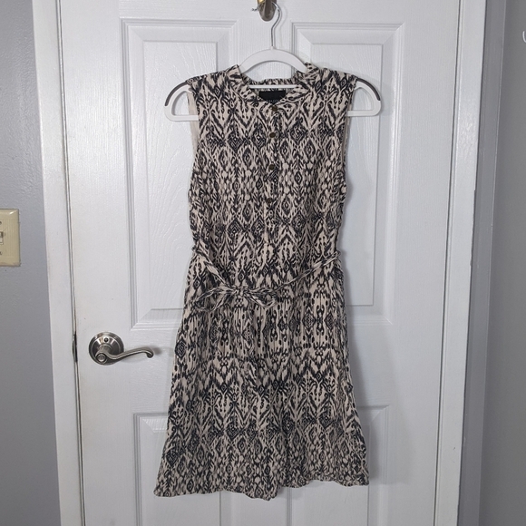 Like-New 100% Linen Cynthia Rowley Bohemian Printed Sleeveless Dress Size 6 - Picture 1 of 7